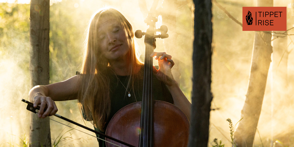 Arlen Hlusko bows the cello in a mystical forest.